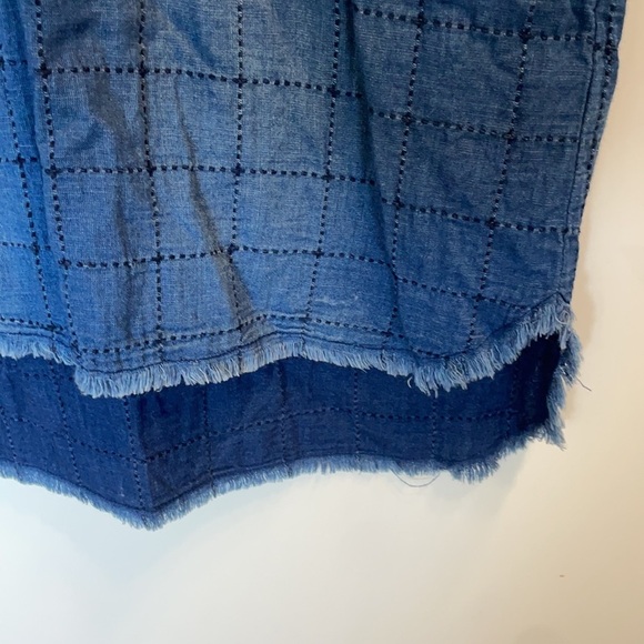 Cloth & Stone Anthropologie Chambray Denim Grid Dress, XS - Picture 4 of 7